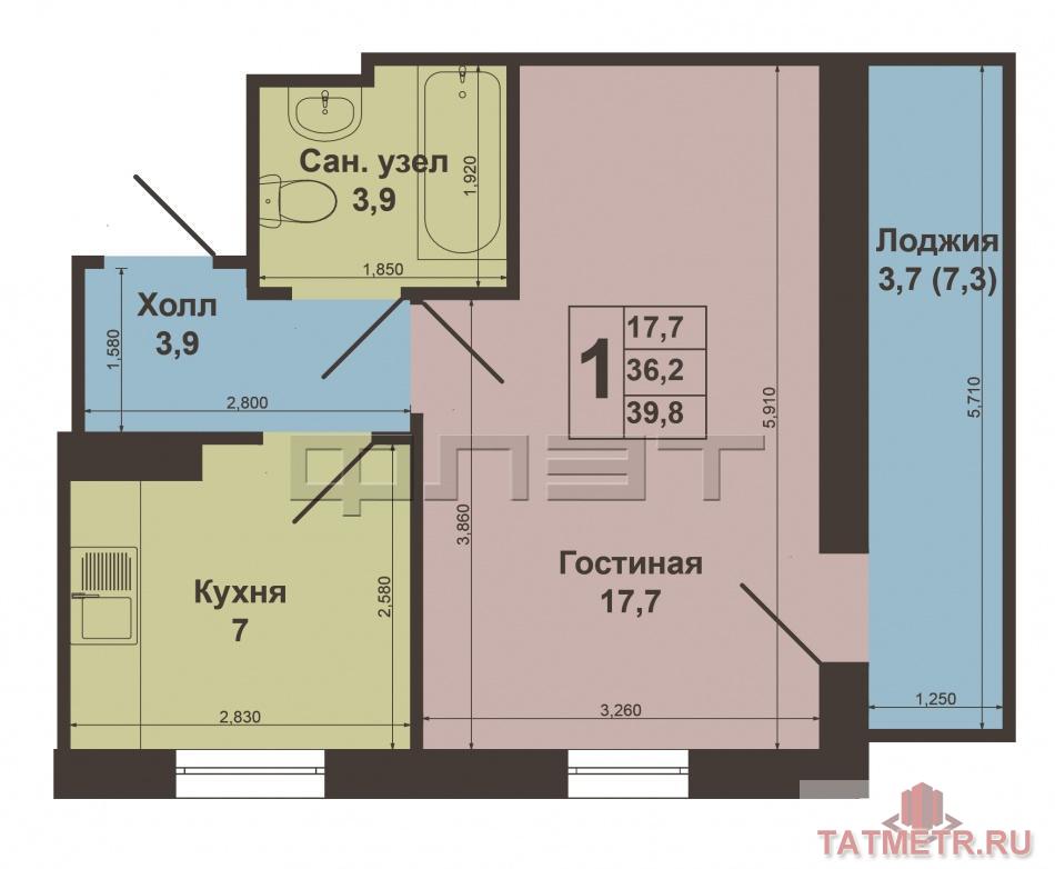 Продажа / Квартиры, Казань, Гарифьянова улица, 2 600 000 Приволжский район, ул.Гарифьянова, д.38А (рядом ст. метро «Проспект Победы») • Уютная 1-комнатная квартира 36,2 кв.м... - 9