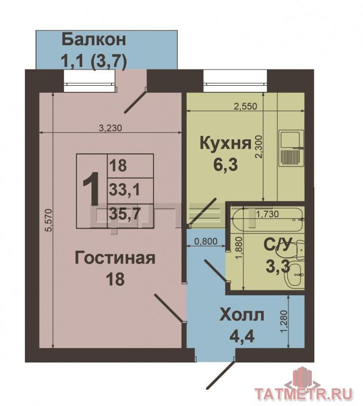 Продажа / Квартиры, Зеленодольск, Королева улица, 1 360 000 Зеленодольск,мирный, ул. Королева, д. 3. Продается однокомнатная ленинградка в центре мирного на среднем этаже.... - 6
