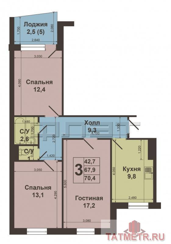 Продажа / Квартиры, Казань, Чистопольская улица, 4 500 000 Внимание! Выгодное предложение! Трехкомнатная квартира по ул. Чистопольская, 41 прямо напротив ледового дворца... - 9