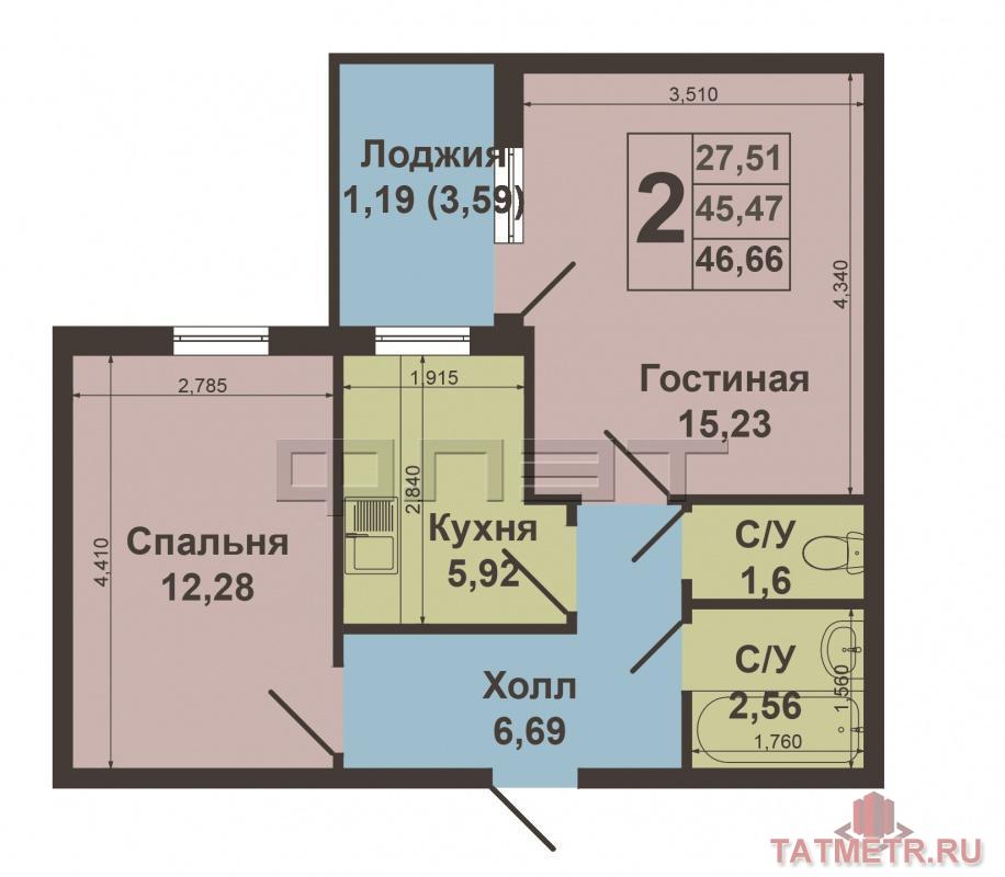 Продажа / Квартиры, Казань, Тэцевская улица, 2 890 000 Авиастроительный район, ул. Тэцевская, ЖК « Острова », д. 2. Продается уютная и светлая двухкомнатная квартира в... - 2