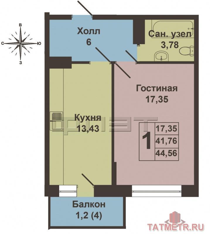 Продажа / Квартиры, Казань, Дубравная улица, 2 923 200 Продается однокомнатная квартира площадью 41.76 / 17.35 / 13.43 кв.м. в ЖК 'Соло' в Приволжском районе. В доме 10... - 10