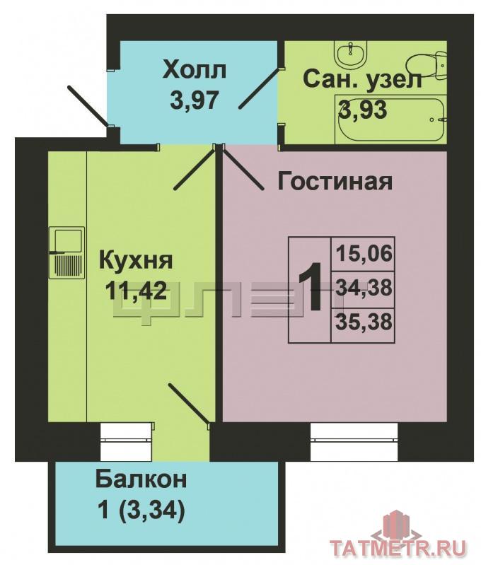 Продажа / Квартиры, Казань, Николая Ершова улица, 3 390 000 Советский район, ул. Николая Ершова 62 Г, ЖК «АРТ-СИТИ». ДОМ СДАН! В новом жилом комплексе продается однокомнатная... - 4