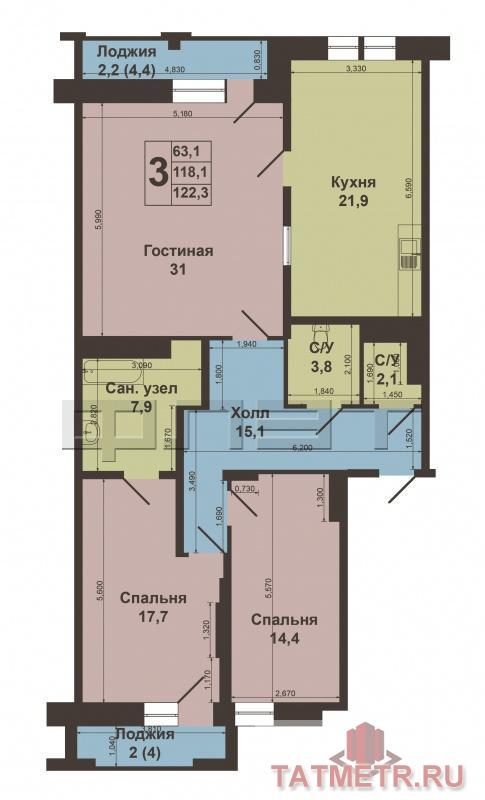 Продажа / Квартиры, Казань, Калинина улица, 10 500 000 Вахитовский район, улица Калинина 60, новый кирпичный дом. Уютная трехкомнатная квартира в центре города... - 16