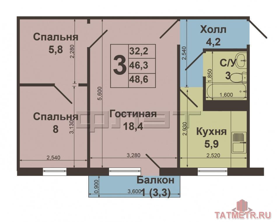 Продажа / Квартиры, Казань, Рихарда Зорге улица, 2 635 000 Советский район, ул. Рихарда Зорге, 8. Продается 2х комнатная квартира в пешей доступности от метро со своим... - 5