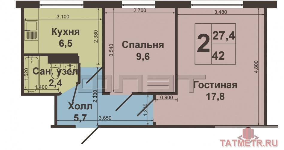 Продажа / Квартиры, Казань, Рихарда Зорге улица, 2 400 000 Советский район, ул. Рихарда Зорге, 12А. Продается 2К квартира на высоком 1 этаже в хорошем состоянии по цене... - 6