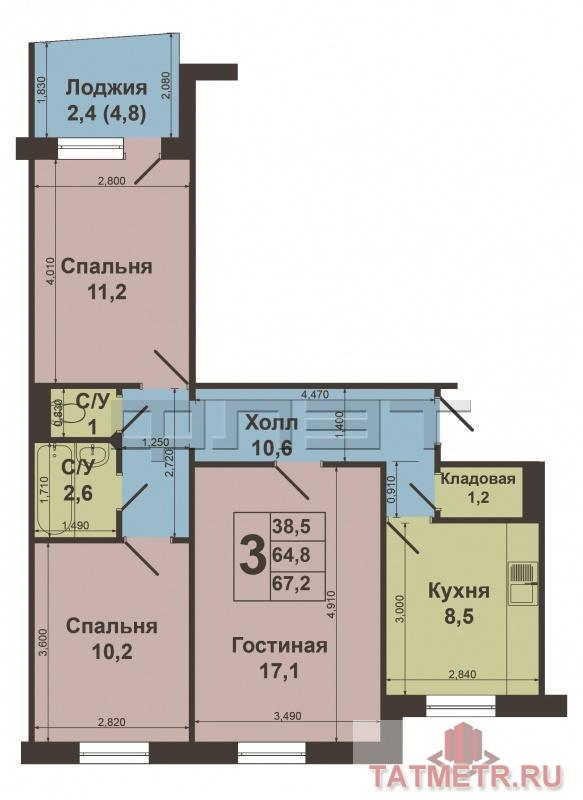 Продажа / Квартиры, Казань, Маршала Чуйкова улица, 4 100 000 Ново-Савиновский район, Чуйкова 83. Продаётся 3-х комн. на 4 этаже 9 эт. панельного дома ленинградской планировки.... - 8
