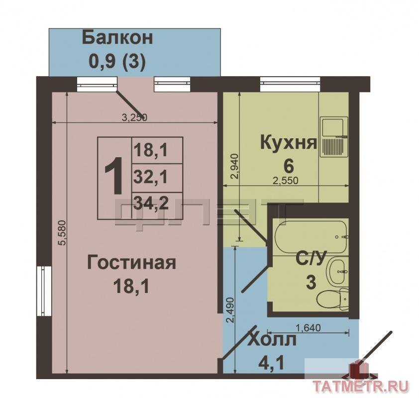 Продажа / Квартиры, Казань, Шамиля Усманова улица, 2 030 000 Московский район, ул. Ш.Усманова, д.29. Продается 1-комнатная квартира в очень хорошем состоянии «Заезжай и живи».... - 6
