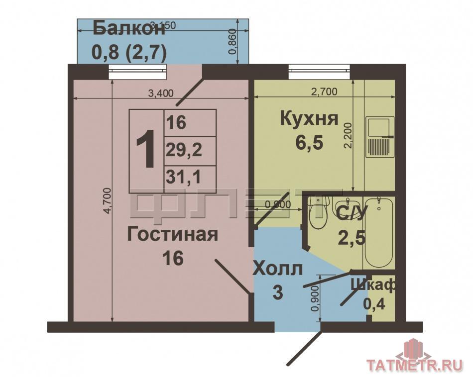 Продажа / Квартиры, Казань, Братьев Касимовых улица, 2 250 000 Продается квартира в Приволжском районе, ул.Братьев Касимовых, д. 60. Светлая, чистая и аккуратная однокомнатная... - 8