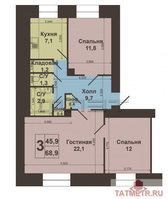 Продажа / Квартиры, Казань, Сеченова улица, 3 190 000 Продаётся светлая и просторная квартира в Советском районе, ул. Сеченова дом 11. Квартира уютная, удобная... - 6