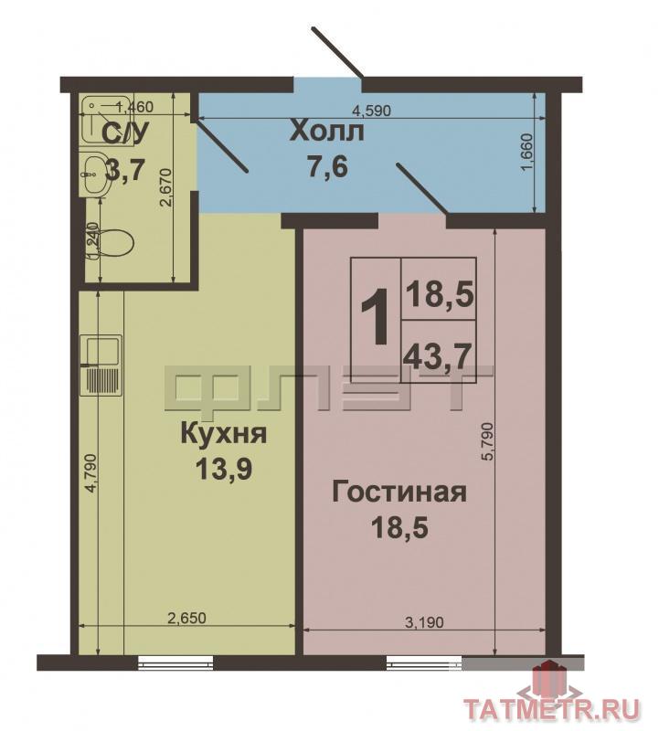 Продажа / Квартиры, Васильево, Ленина улица, 1 150 000 Зеленодольский район,пгт.Васильево,ул Ленина д.59.Отличная однокомнатная улучшенка на 3 этаже, год постройки 2013г.... - 5