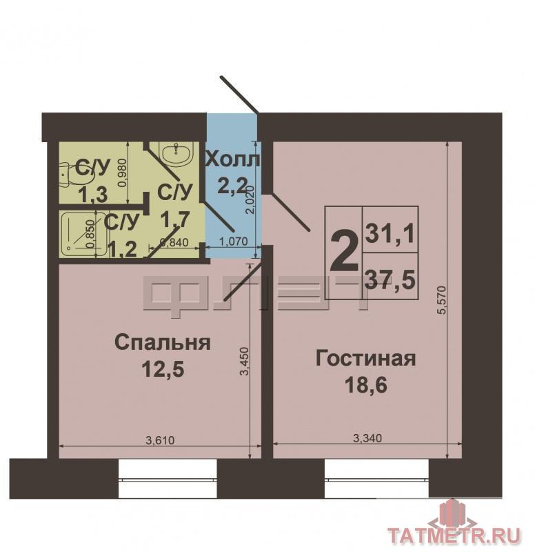 Продажа / Квартиры, Зеленодольск, Тукая улица, 860 000 г.Зеленодольск , город , ул.Тукая д.22. Продается 2-х комнатная квартира на первом этаже 9 этажного кирпичного дома.... - 9