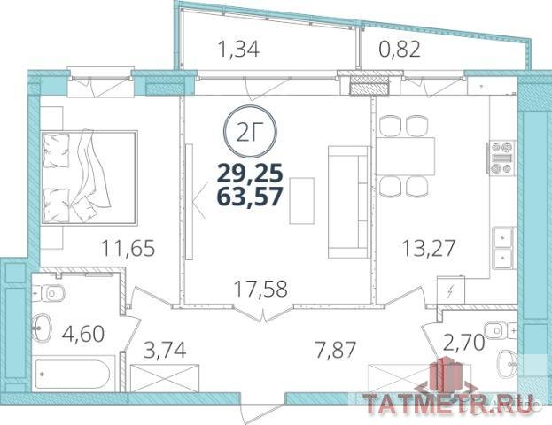 Продажа / Квартиры, Казань, Дубравная улица, 4 730 000 Не пропустите уникальное предложение, экопарк Дубрава 'Зимний дворец', дом сдан - квартира с ремонтом 'под себя' -... - 2