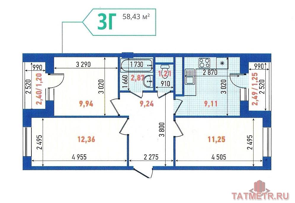 Продажа / Квартиры, Казань, Белинского улица, 1 466 000 СТАРТ ПРОДАЖ Дом №3 Жилой квартал «Новые Острова» на пересечении ул.Белинского и ул.Тэцевская. Срок сдачи дома 2... - 13