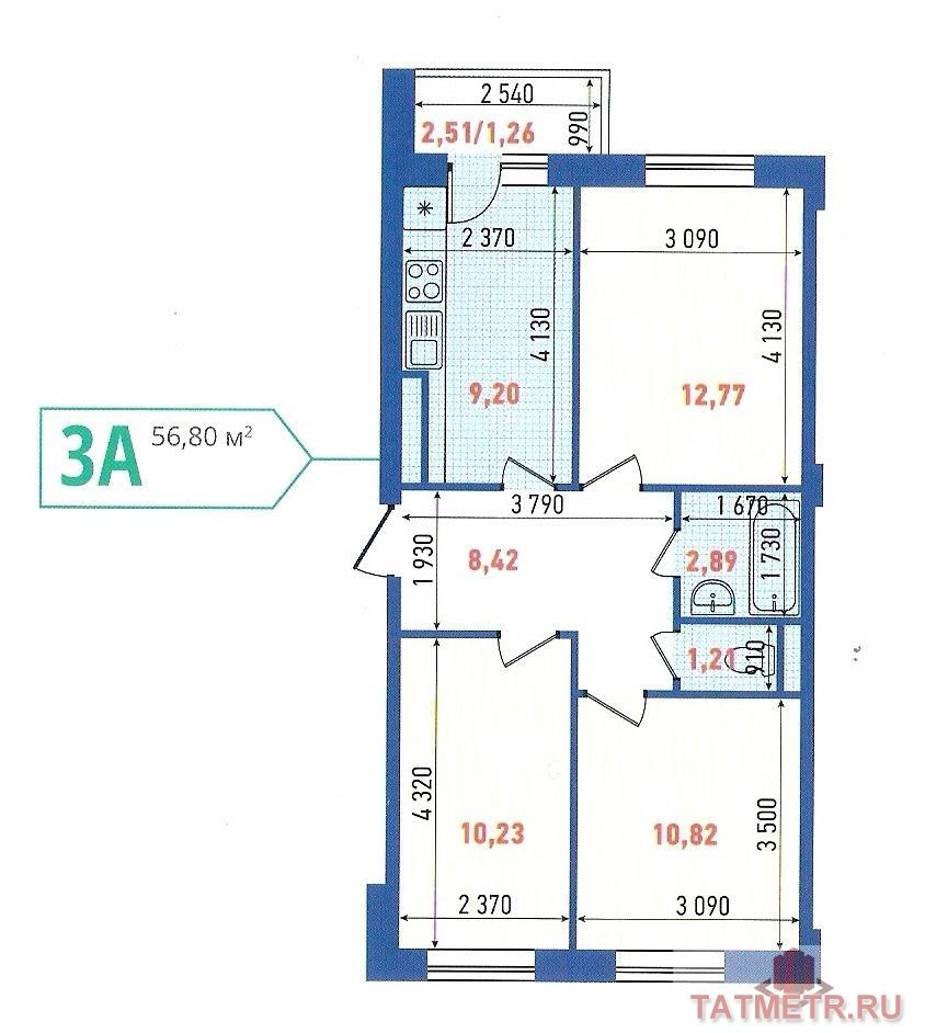 Продажа / Квартиры, Казань, Белинского улица, 1 466 000 СТАРТ ПРОДАЖ Дом №3 Жилой квартал «Новые Острова» на пересечении ул.Белинского и ул.Тэцевская. Срок сдачи дома 2... - 14