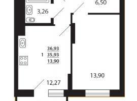 Продается 1 комнатная квартира 36 кв.м в новом ЖК 