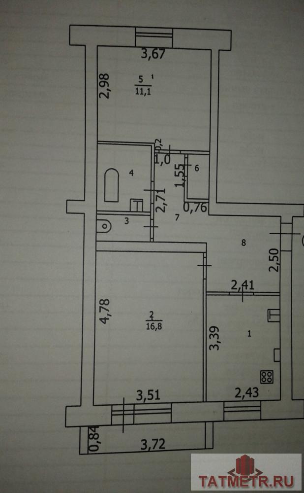 Продажа / Квартиры, Казань, Таймырская улица, 3 050 000 2к квартира в кирпичном доме, комнаты изолированные: 1 комната на восточную сторону другая на запад. Просторная кухня... - 7