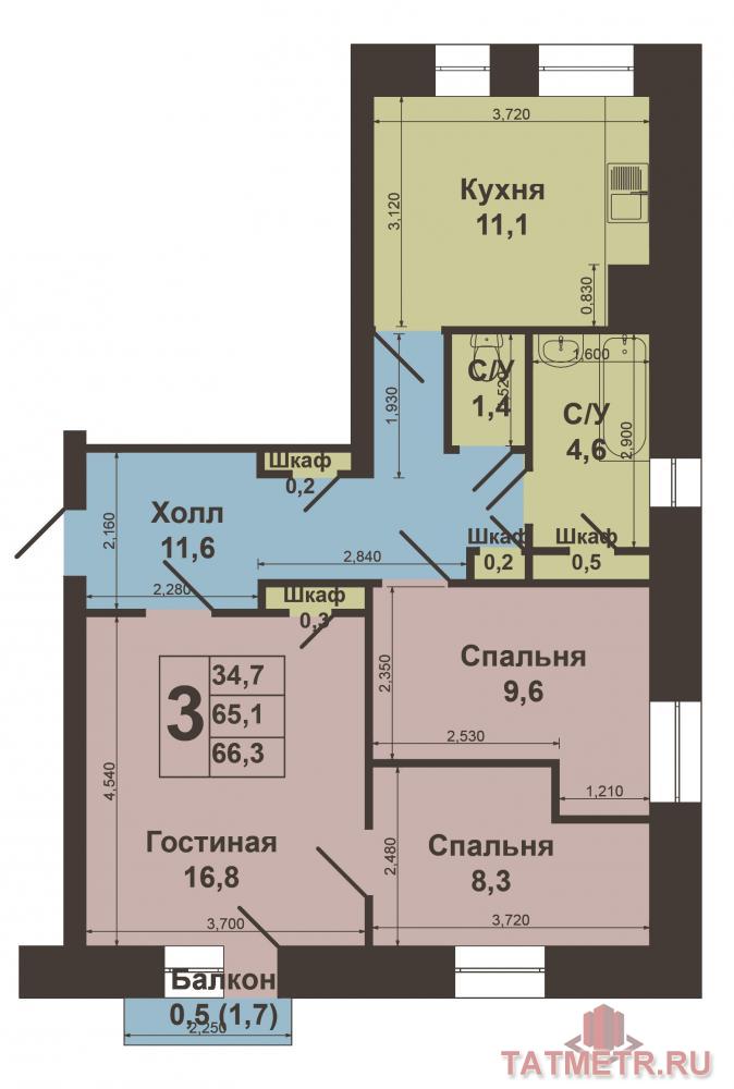 Продажа / Квартиры, Зеленодольск, Ленина улица, 2 600 000 г.Зеленодольск, город, ул.Ленина д.16.Продаю в городе Зеленодольске 3-х комнатную квартиру сталинку в хорошем... - 5