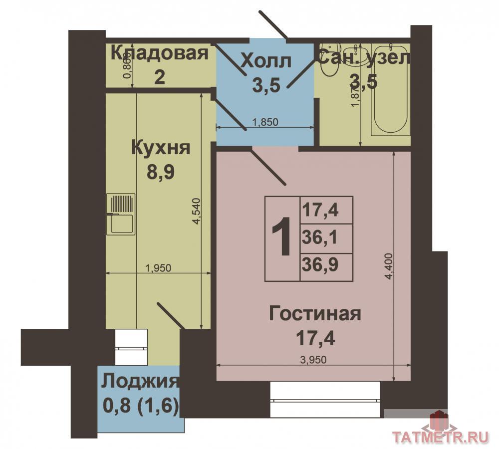 Продажа / Квартиры, Казань, Побежимова улица, 2 360 000 Авиастроительный район, ул. Побежимова, д. 55. Продается однокомнатная квартира на 9/9 этажного кирпичного дома 1989... - 7