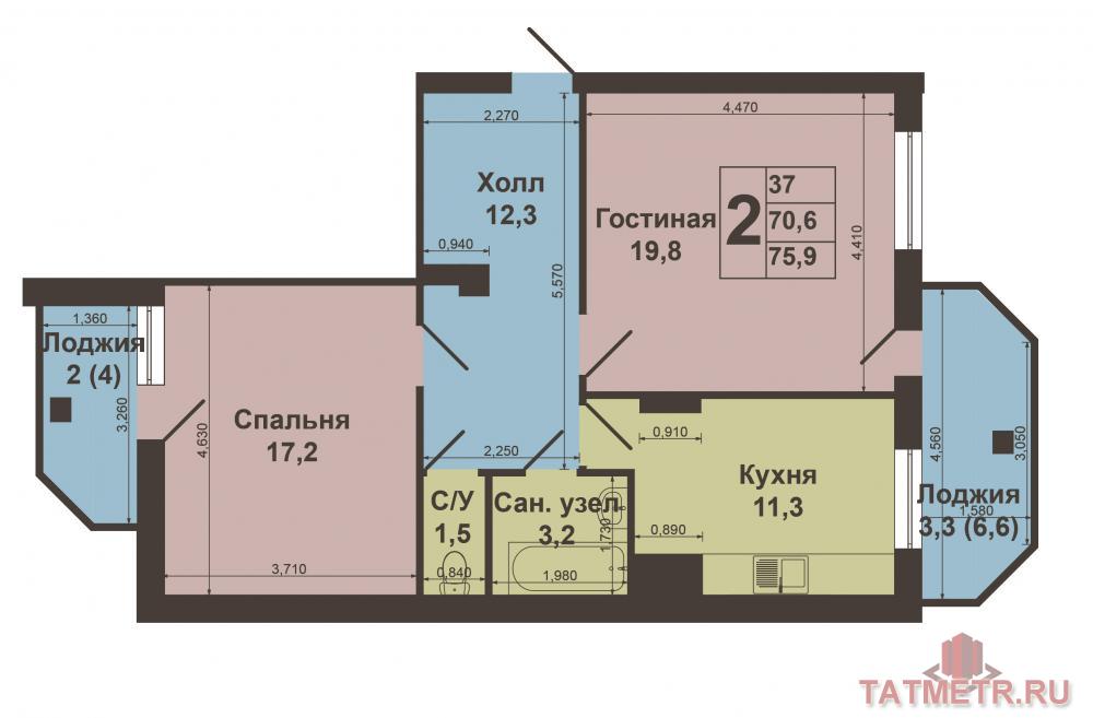 Продажа / Квартиры, Казань, Толбухина улица, 4 080 000 г.Казань, Советский район, ул.Толбухина д.9. Двухкомнатная квартира в кирпичном доме, этаж 1/9 очень высокий,... - 14