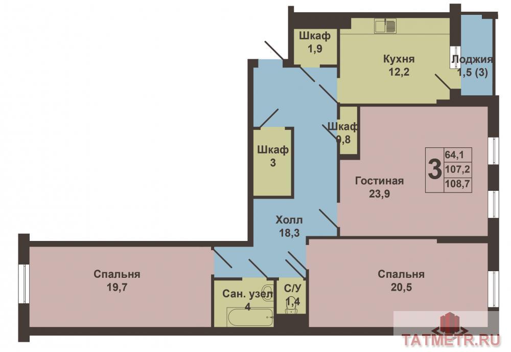 Продажа / Квартиры, Казань, Волочаевская улица, 7 200 000 Советский район, ул. Волочаевская, д.4. Готовая для проживания квартира в новом доме. Квартира с отличным ремонтом и... - 12