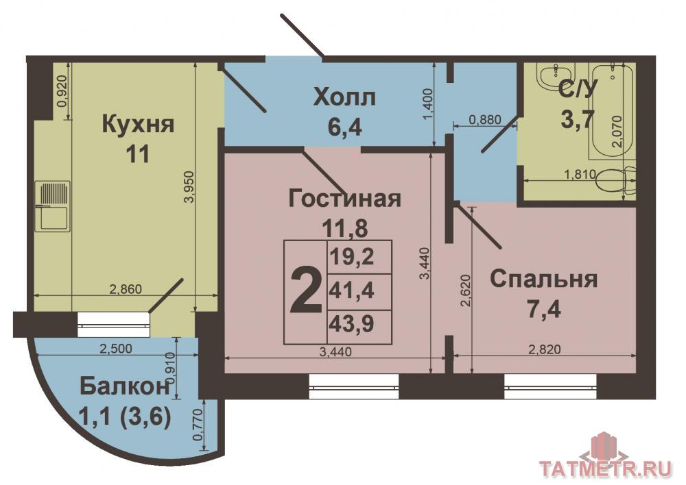Продажа / Квартиры, Казань, Карбышева улица, 3 250 000 Продается отличная двухкомнатная светлая квартира с хорошим ремонтом .Квартира расположена на 2 этаже 10этажного... - 6