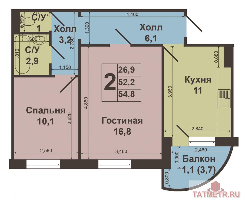 Продажа / Квартиры, Казань, Ноксинский спуск улица, 3 400 000 Продается 2-х комнатная квартира на 8-ом этаже 10-ти этажного панельного дома 2003 года постройки . Общая площадь:... - 3