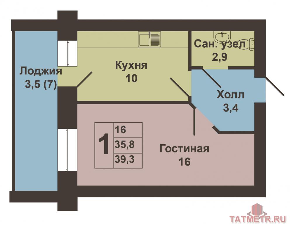 Продажа / Квартиры, Казань, Дружинная улица, 3 300 000 Продаю отличную 1-ую квартиру улучшенной планировки по ул. Дружинная, дом 8 на 8 этаже 9-этажного... - 10
