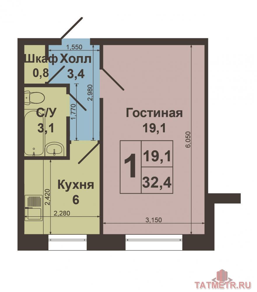 Продажа / Квартиры, Казань, Восход улица, 2 150 000 Продаю 1-ую квартиру по ул.Восход, д.3 Теплая, светлая 1-к квартира 32,5 кв.м.,на высоком 1-ом этаже 9-этажного... - 13