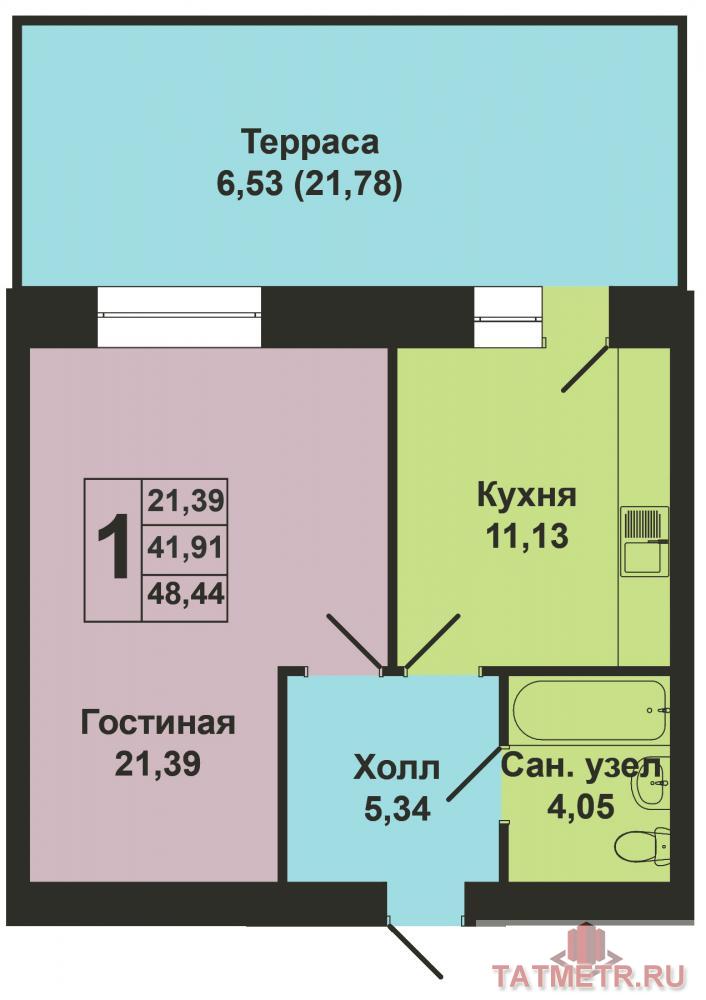 Продажа / Квартиры, Казань, Николая Ершова улица, 4 380 000 Продается однокомнатная квартира площадью 48.44 / 21.39 / 11.13 кв.м. в жилом комплексе 'Art City'. Это истинное... - 10