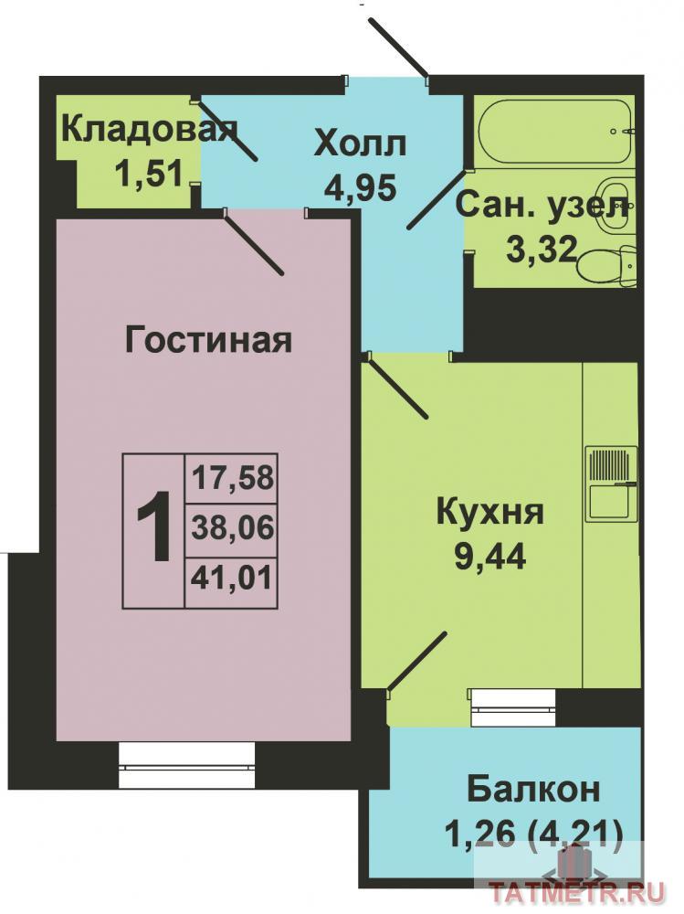 Продажа / Квартиры, Казань, Залесная улица, 2 131 360 Продается однокомнатная квартира площадью 38.06 кв.м. в ЖК 'Залесный сити'. Это новый проект, расположенный в... - 7