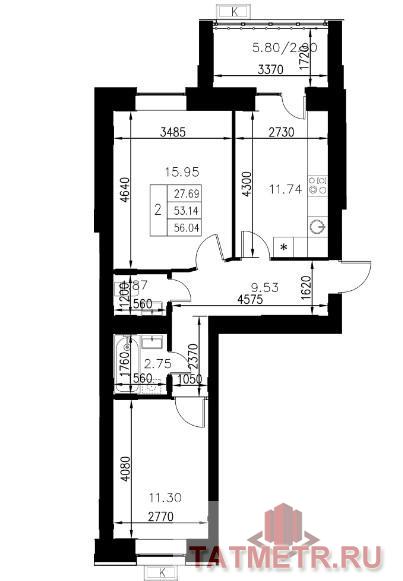 Продажа / Квартиры, Казань, Азата Аббасова улица, 3 430 000 Продается двухкомнатная квартира площадью 56.04 / 27.25 / 11.74 кв.м. в уникальном жилом комплексе 'Весна'. Выгодные... - 10
