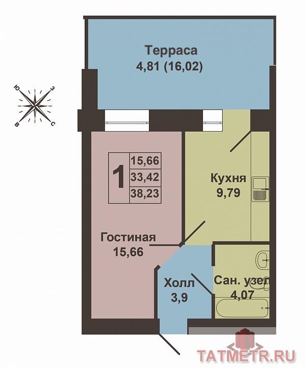 Продажа / Квартиры, Казань, Николая Ершова улица, 3 400 000 Продается однокомнатная квартира площадью 38.23 / 15.66 / 9.79 кв.м. в престижном жилом комплексе «Art City» в 5... - 10