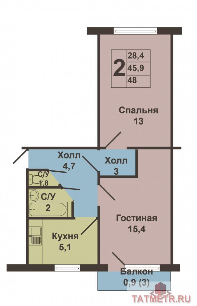 Продажа / Квартиры, Казань, Павлюхина улица, 2 650 000 Казань, Приволжский район, ул. Павлюхина 122. Предлагаем к покупке отличную квартиру недалеко от центра города!... - 7