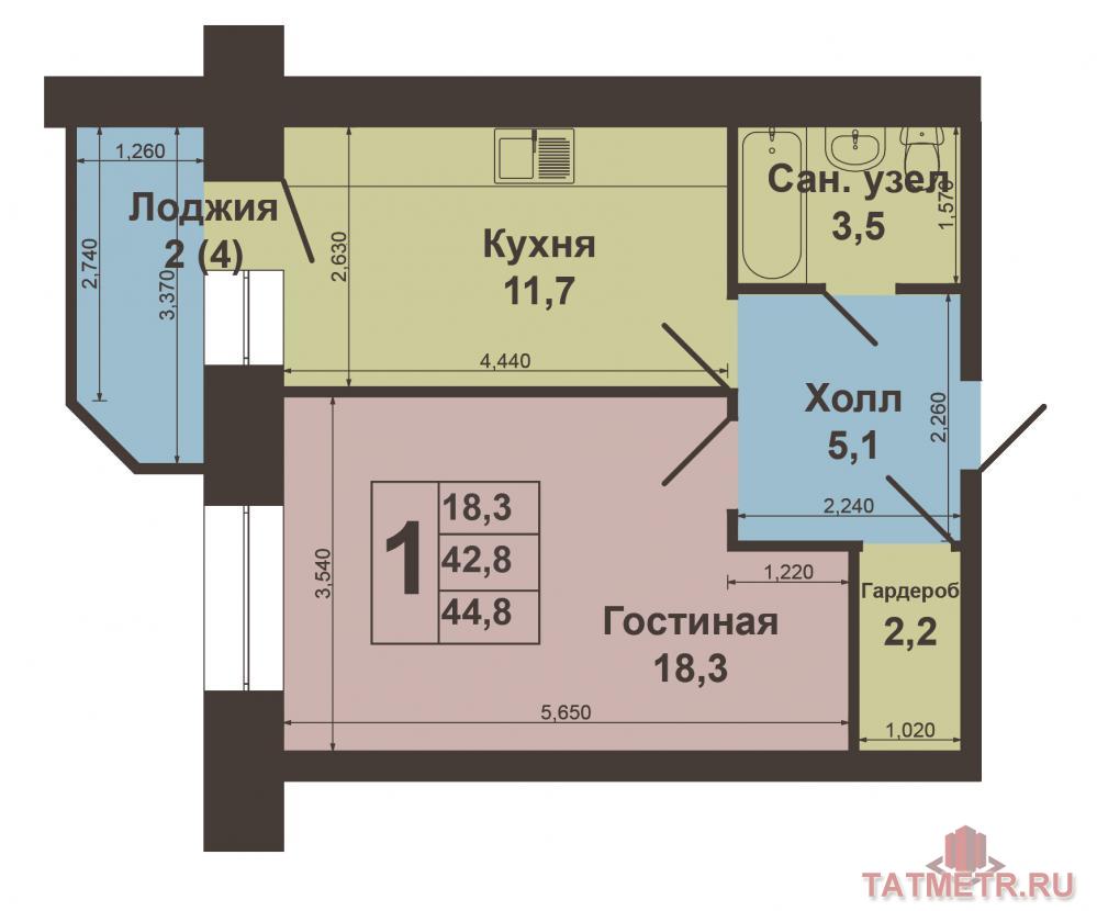 Внимание!!! Продается отличная квартира 40.8 кв. метра, без учета лоджии. На десятом  этаже, десятиэтажного... - 12