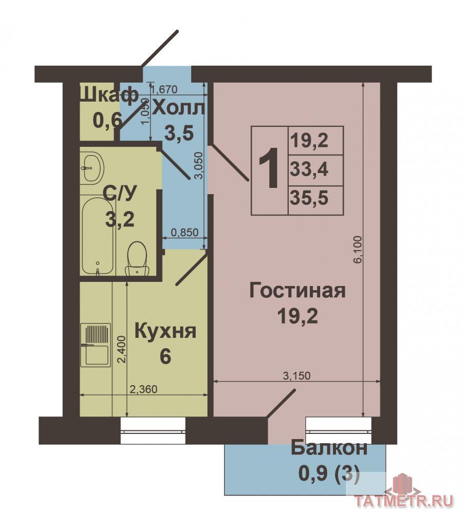 Продажа / Квартиры, Казань, Ямашева проспект, 2 600 000 Московский район, пр. Ямашева, 17. Продается светлая уютная однокомнатная квартира в хорошем состоянии. Квартира... - 9