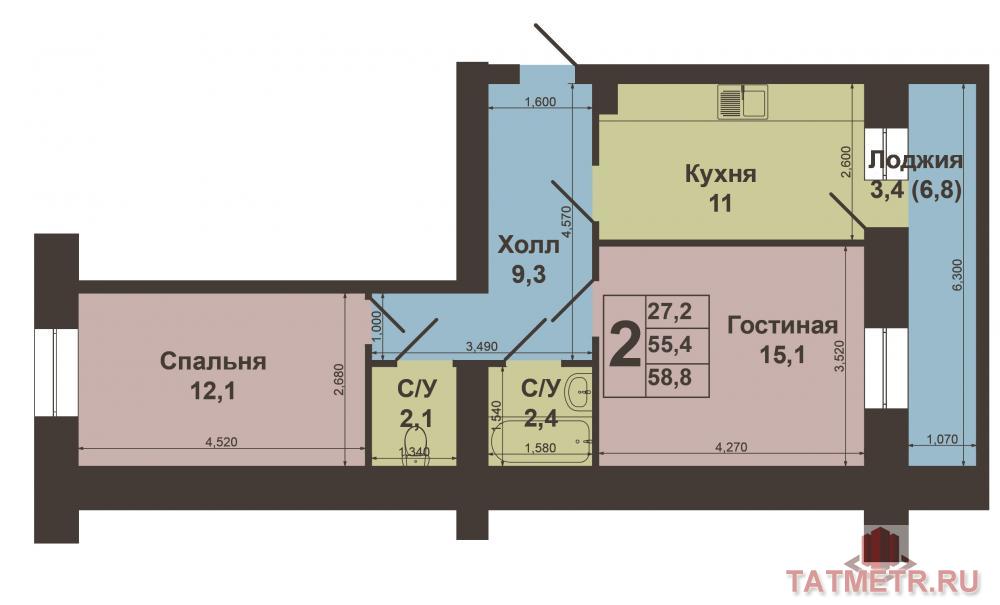 Продажа / Квартиры, Казань, Николая Ершова улица, 6 200 000 В прекрасном, отлично продуманном, комфортном жилом комплексе 'ART City' Казань - компании 'Унистрой' - в самом... - 12