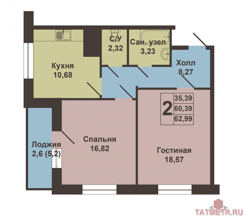 Продажа / Квартиры, Казань, Павлюхина улица, 3 990 000 Продаётся двухкомнатная квартира по ул.Павлюхина, поз.2-1, Приволжского района на высоком 3-м этаже, общей площадью... - 4