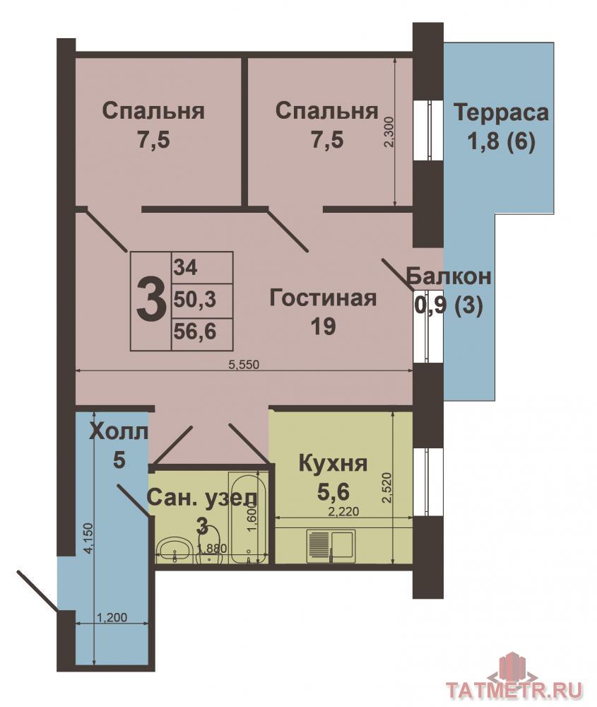 Дербышки, Советский район, ул. Липатова, д.3. В Советском районе представляем к продаже отличную квартиру в кирпичном... - 12