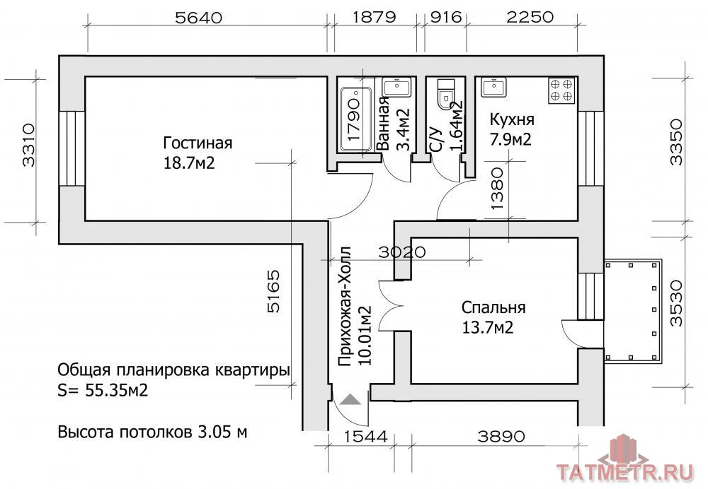 Продажа / Квартиры, Казань, Сибирский тракт, 3 380 000 Советский район, ул. Сибирский тракт, дом 20. В самом оживлённом активном районе и самом близком к центру города на... - 9