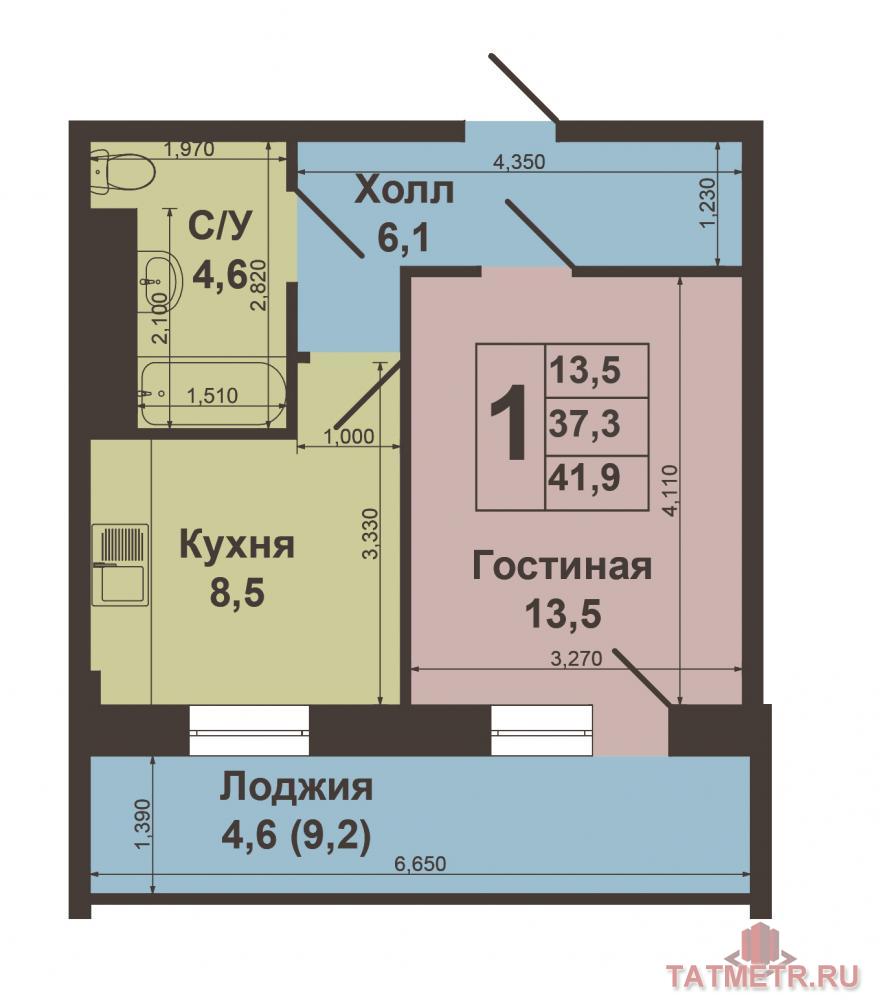 Продажа / Квартиры, Казань, Тэцевская улица, 2 300 000 Новый ЖК «Острова»! Идеальное соотношение цена-качество! Предлагаем вашему вниманию 1-комнатную квартиру улучшенной... - 13