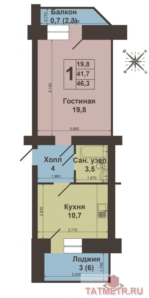 Продажа / Квартиры, Казань, Ямашева проспект, 3 690 000 В самом современном и динамично развивающемся районе Казани продается отличная 1-комнатная квартира на проспекте... - 8