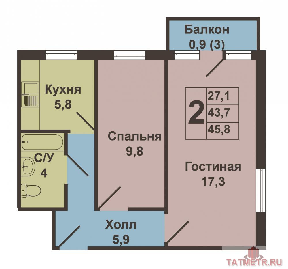 Продажа / Квартиры, Казань, Чкалова улица, 2 590 000 Кировский район, ул.Чкалова д.9. Продается светлая и уютная двухкомнатная квартира. В квартире установлены... - 9