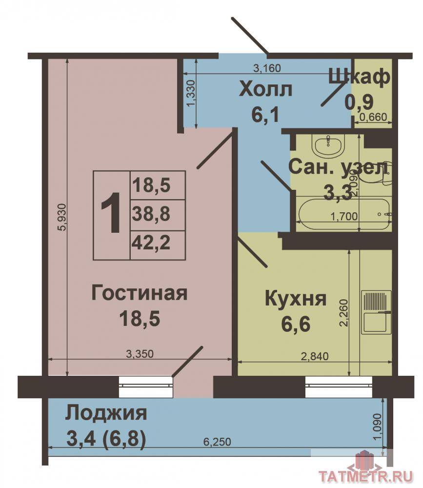 Продажа / Квартиры, Казань, Фатыха Амирхана проспект, 2 650 000 Ново-Савиновский район, ул.Ф.Амирхана, д.77. Московский проект, 1/9 этаж, общая площадь 38,8 кв.м., комната, 18,5... - 6