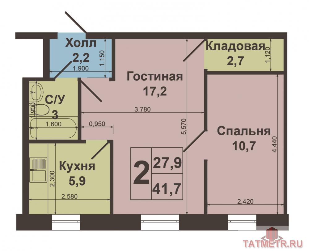 Продажа / Квартиры, Казань, Новаторов улица, 2 650 000 Советский район, ул. Новаторов, д. 12. Продаётся уютная и светлая квартира. Дом кирпичный, в доме проведён... - 5
