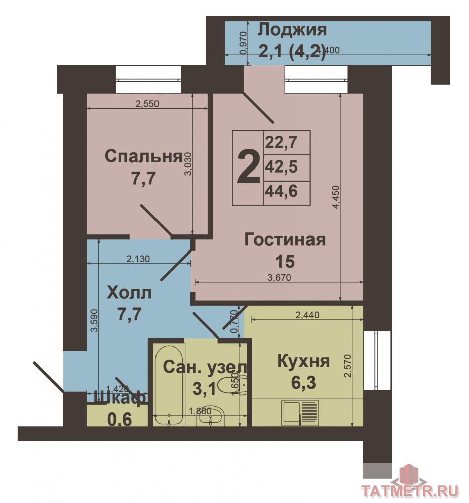 Продажа / Квартиры, Казань, Дачная улица (Вахитовский р-н), 2 990 000 В центре Казани по ул.Дачная д.1, продается просторная и комфортабельная двухкомнатная квартира. Дом кирпичный.... - 9