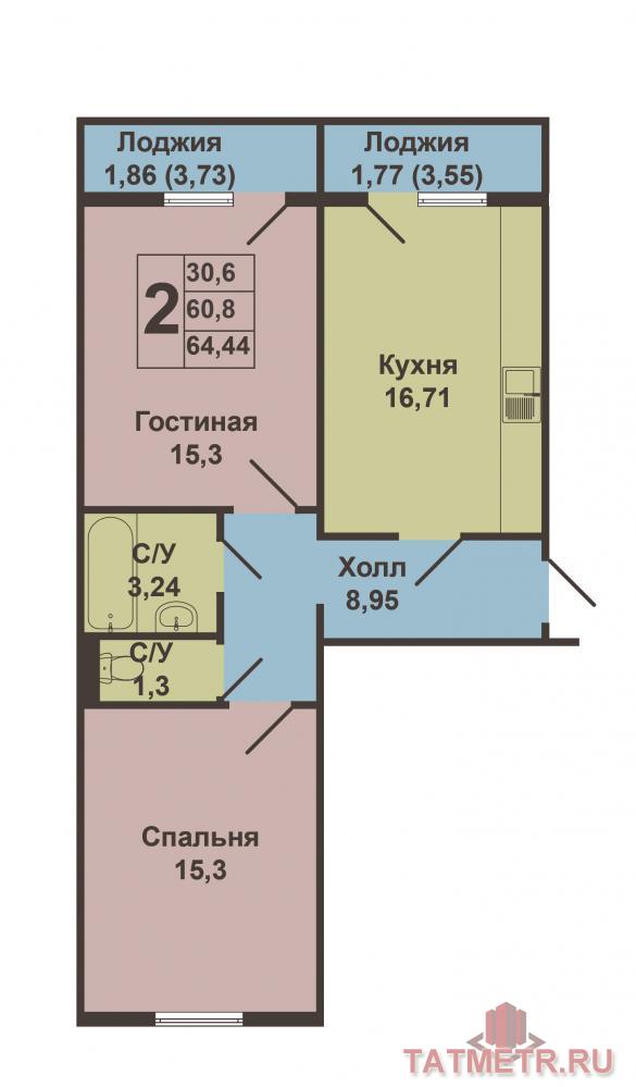 Продажа / Квартиры, Казань, Тулпар улица, 4 350 000 Внимание! Выставлена на продажу просторная квартира в новом доме от одного из самых надежных застройщиков города... - 6