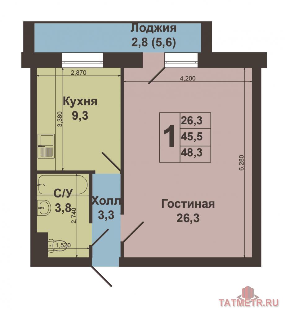 Продажа / Квартиры, Казань, Академика Губкина улица, 3 295 000 Продается шикарная 1- комнатная квартира в Советском районе по ул.Академика Губкина,д.37А на 4-м этаже десятиэтажного... - 5