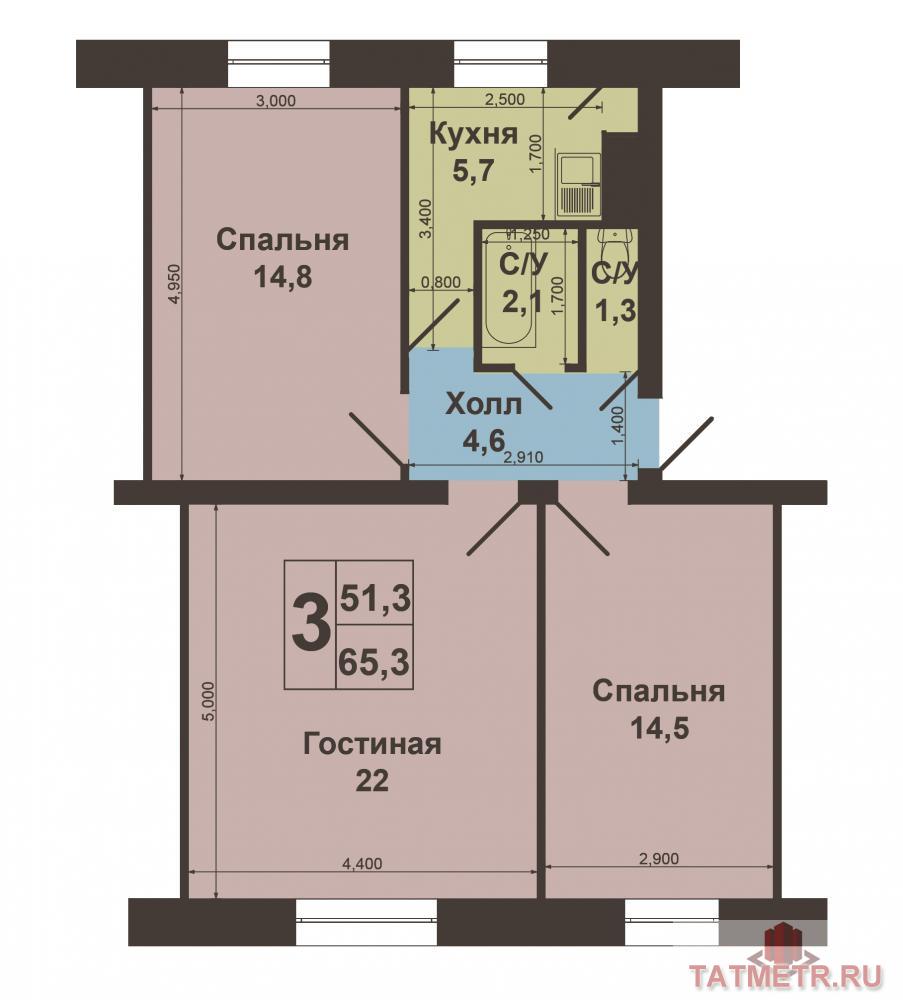 Продажа / Квартиры, Казань, Степана Халтурина улица, 3 390 000 Продается хорошая 3-х комнатная квартира в сталинском доме в очень хорошем и спокойном районе г.Казани. В квартире... - 9