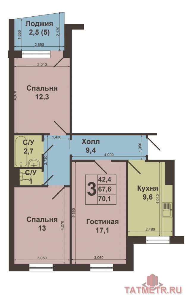 Продажа / Квартиры, Казань, Фатыха Амирхана проспект, 4 550 000 Продается прекрасная 3-х комнатная квартира в Ново-Савиновском районе по ул.Амирхана, д.97. В ней воплощены все самые... - 13