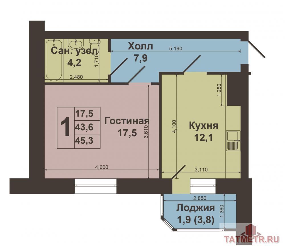 Продажа / Квартиры, Высокая Гора, Полковая улица, 2 383 000 Продается хорошая 1-комнатная квартира улучшенной планировки, расположенная на 5\5 этаже нового кирпичного дома по... - 10